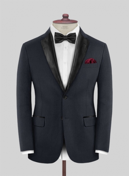 Blue Merino Wool Tuxedo Jacket