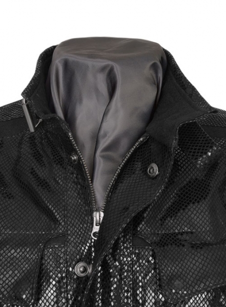 Snake Emboss Black Avengers Age of Ultron Leather Jacket