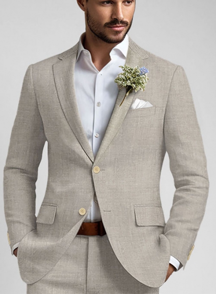 Ivy Beige Pure Linen Suit