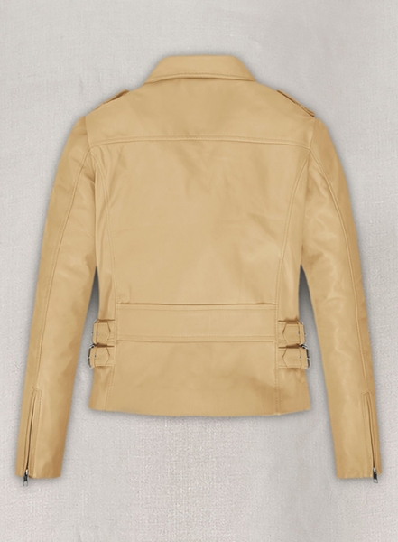 Soft Beige Hilary Duff Leather Jacket #2