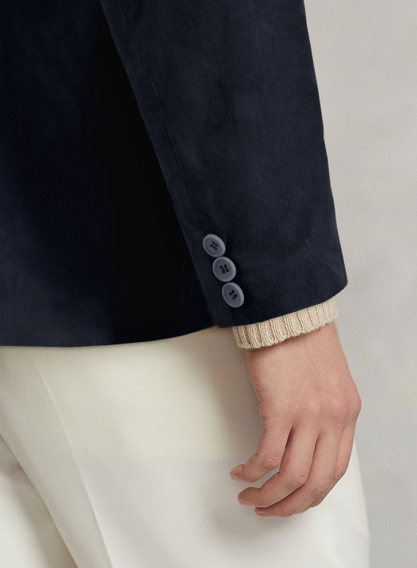 Dark Blue Suede Leather Blazer
