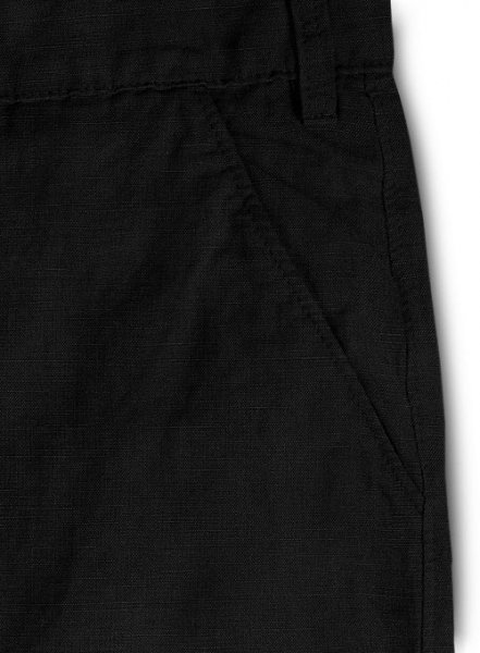 Safari Black Cotton Linen Shorts