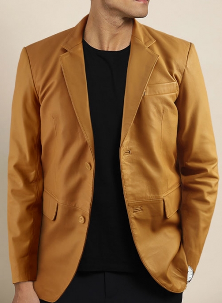 Soft Caramel Brown Leather Blazer