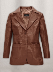 Tan Brown Jennifer Aniston Friends Season 5 Leather Blazer