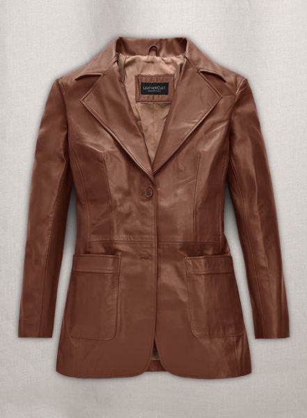 Tan Brown Jennifer Aniston Friends Season 5 Leather Blazer