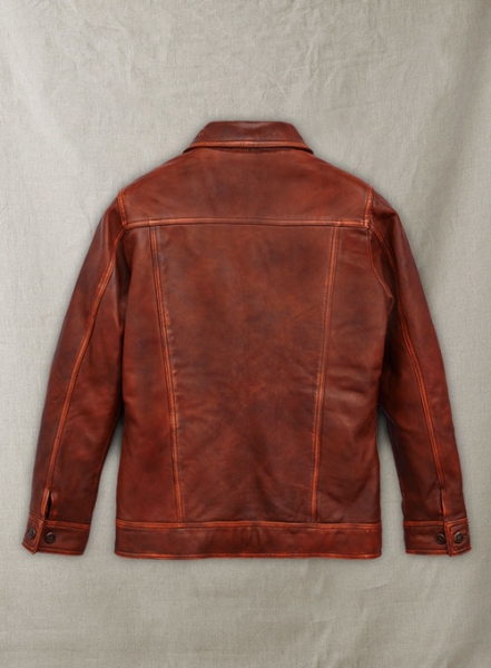 Rubbed Tan Washed Leather Jacket #515 - 40 Female