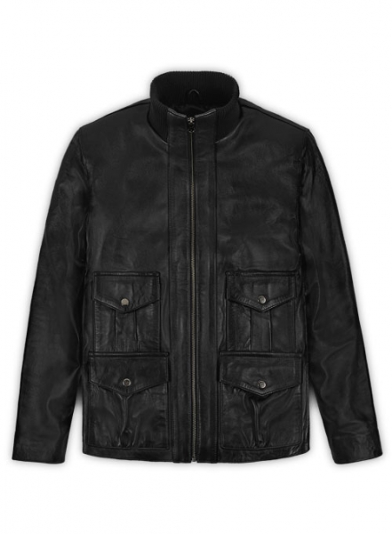 Black Daniel Craig Royal Casino Leather Jacket