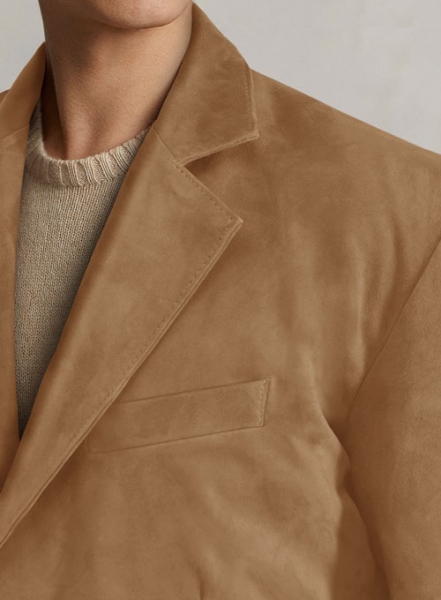 Saddle Brown Suede Leather Blazer