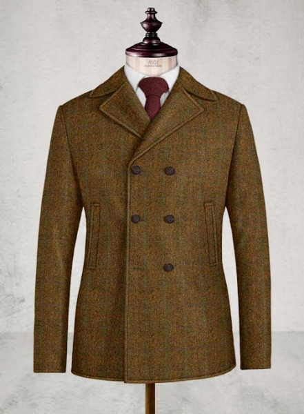 Harris Tweed Highland Rust Pea Coat