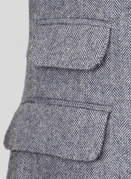 Vintage Herringbone Blue Tweed Jacket