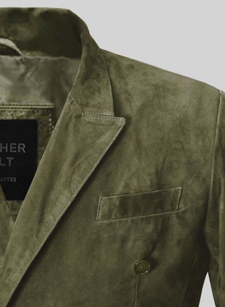 Woodland Green Suede Double Breasted Blazer