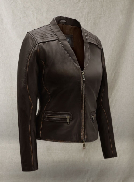 Rubbed Brown Leather Jacket # 287