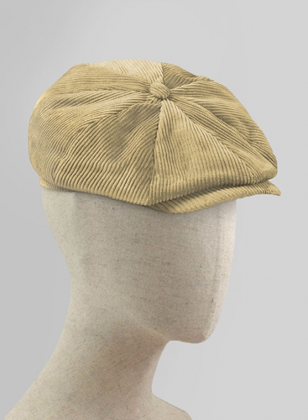 Beige Thick Corduroy Newsboy Cap