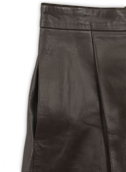 Brown Flounced Leather Skirt - # 141