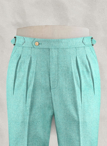 Melange Aqua Blue Highland Tweed Trousers