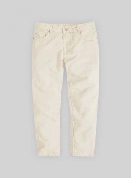 Kids Light Beige Feather Cotton Canvas Stretch Jeans