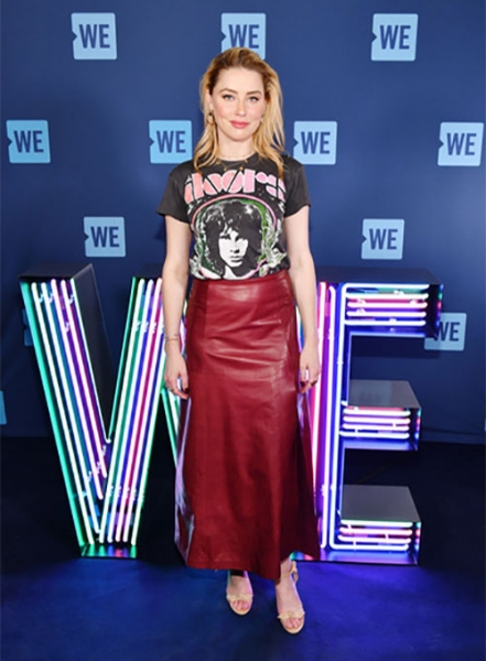 Amber Heard Leather Skirt