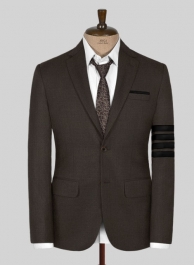 Worsted Dark Brown Wool Black Bar Jacket