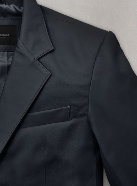 Soft Deep Blue Leather Blazer