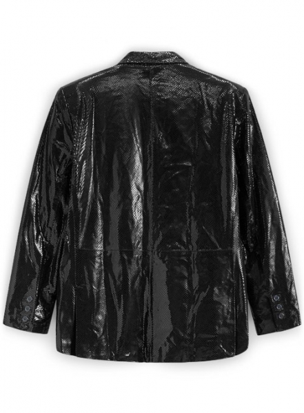 Snake Emboss Black Medieval Leather Blazer - 44 Regular