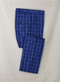 Solbiati Cobalt Blue Checks Seersucker Pants