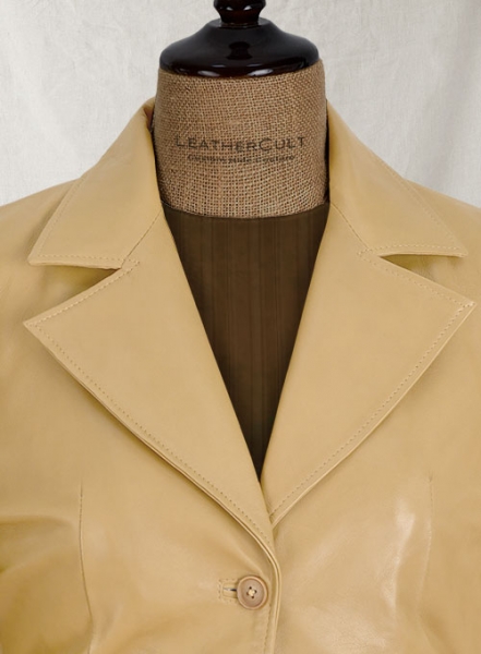 Soft Beige Jennifer Aniston Friends Season 5 Leather Blazer