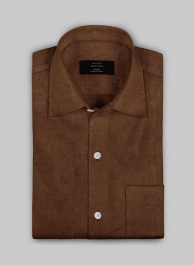 European Oak Brown Linen Shirt - Full Sleeves