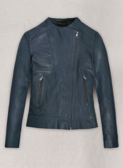 Soft Winsor Blue Washed & Wax Leather Jacket # 237
