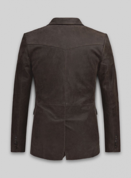 Vintage Brown Grain Western Leather Blazer
