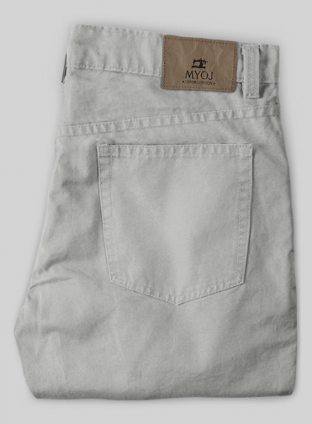 Light Gray Feather Cotton Canvas Stretch Jeans