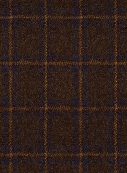 Italian Fulvia Brown Checks Tweed Pea Coat