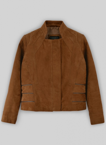 Soft Caramel Brown Suede Leather Jacket # 521