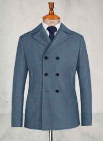 Light Weight Turkish Blue Tweed Pea Coat