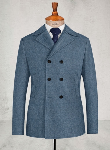 Light Weight Turkish Blue Tweed Pea Coat