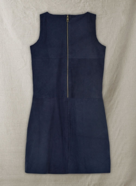 Dark Blue Suede Circle Leather Dress - # 755