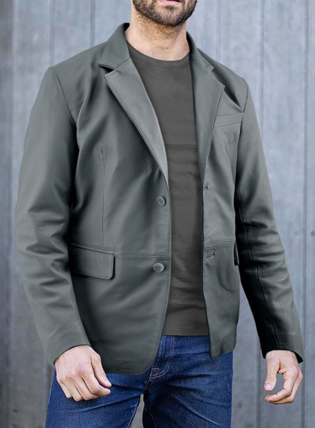 Soft Sherpa Gray Leather Blazer