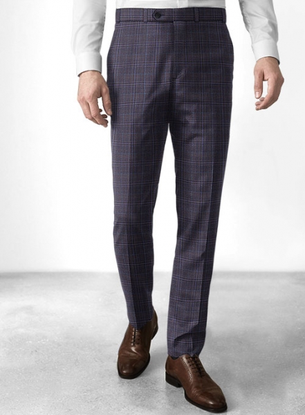 Reda Purple Checks Wool Pants