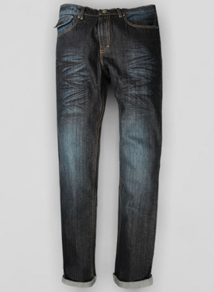 Deadly Dark Blue Hard Washed Jeans Scrape Whisked - Look # 320