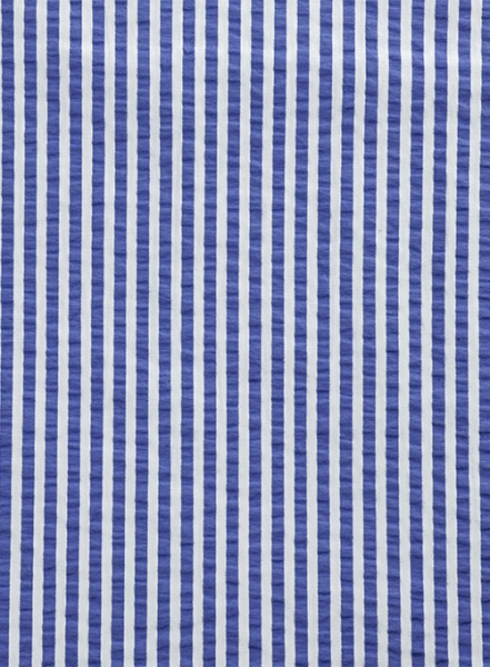 Italian Seersucker Cobalt Blue Shirt - Half Sleeves
