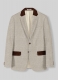 Vintage Herringbone Light Beige Tweed Suit - Leather Trims
