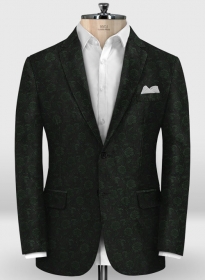 Graffiti Green Black Flower Wool Jacket