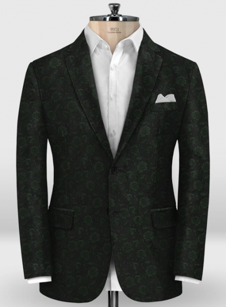 Graffiti Green Black Flower Wool Jacket