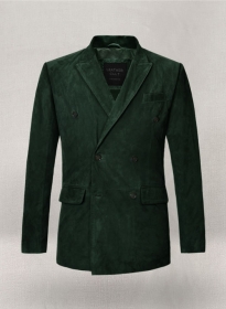 Timber Green Suede Double Breasted Blazer