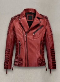 Charles Burnt Red Leather Jacket  Charles Burnt Red Leather Jacket