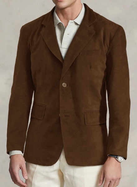 Soft Mid Brown Suede Leather Blazer
