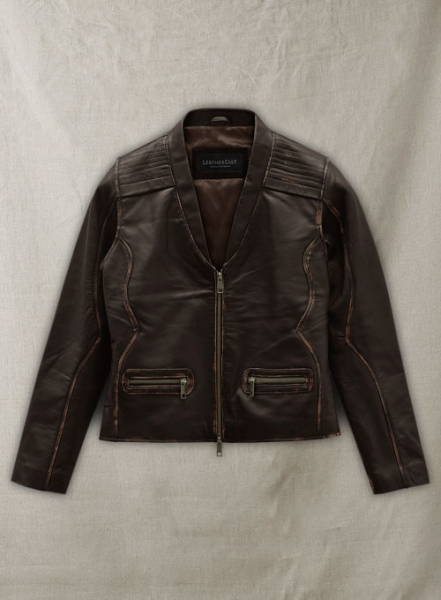 Rubbed Brown Leather Jacket # 287