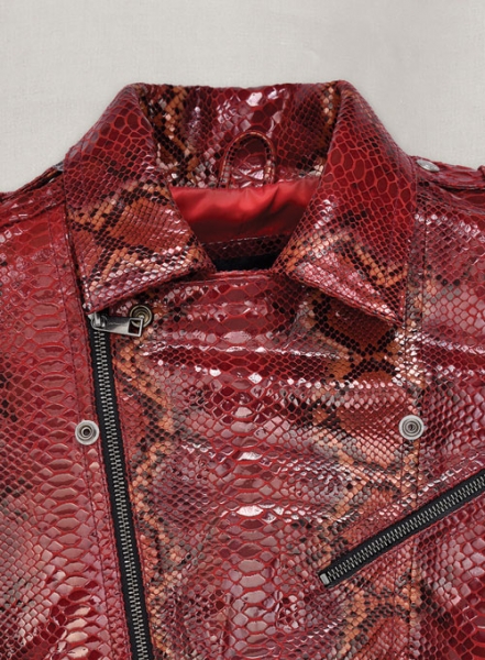 Gallant Bold Red Python Leather Jacket