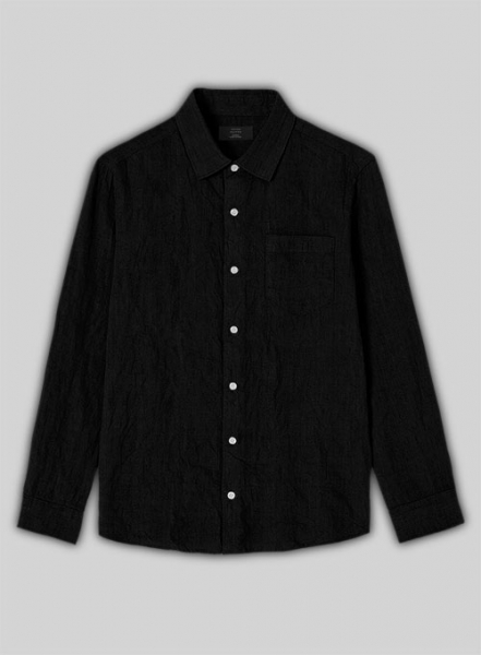 Black cotton linen Shirt - Full Sleeves