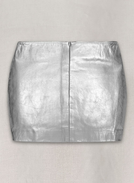 Silver Adjustable Slit Leather Skirt