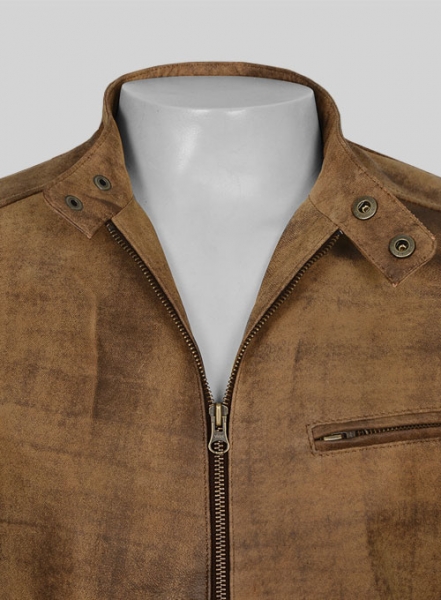 Abstract Brown Leather Cycle Jacket #3